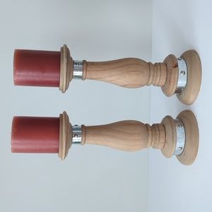 Wood Pillar Candle Pillar Holders Natural Finish Wood Rustic Farmhouse